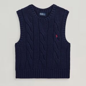 Polo Ralph Lauren Dark Blue Cable Knit Cropped Sweater Vest